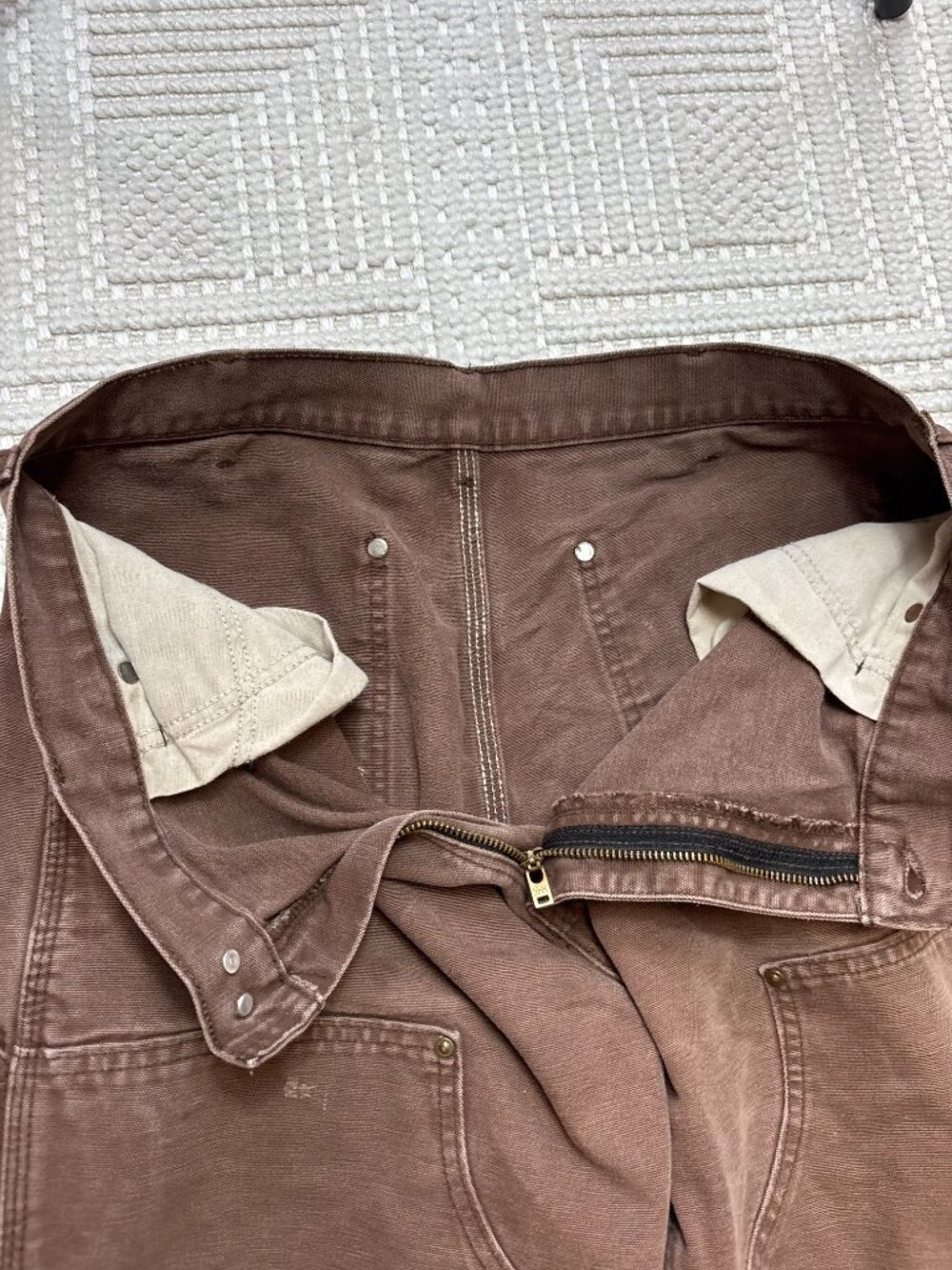Carhartt Brown Double Knee Carpenter Work Pants Distressed Fade Loose Fit 33x31 - Picture 3 of 6